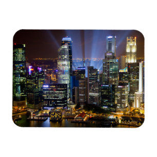 Singapur Stadtzentrum bei Nacht Magnet