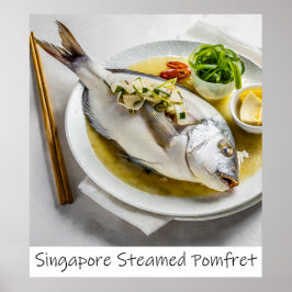 Singapur Steamed Pomfret Archival Print Poster