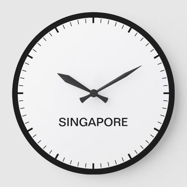 Singapur Time Zone Newsroom Style Clock Große Wanduhr (Vorderseite)