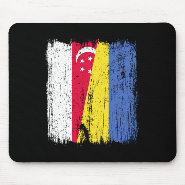 Singapur Ukraine Halbflagge Singapurer Ukrainer  Mousepad (Vorne)