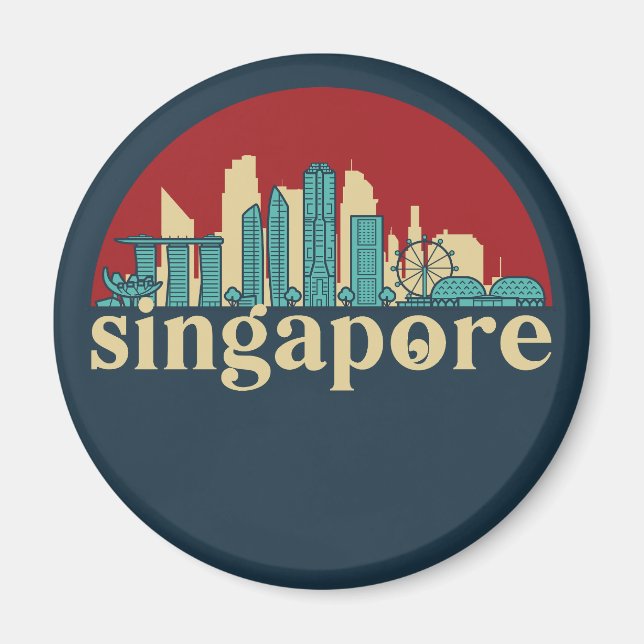 Singapur Vintag City Skyline City Art Magnet (Vorne)