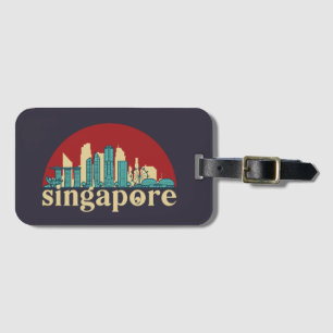 Singapur Vintage Stadt Skyline Stadtansicht Kunst Gepäckanhänger