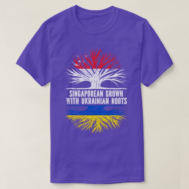 Singapur wird mit ukrainischer Roots-Fahne wachsen T-Shirt (Design vorne)