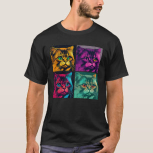 Singapura Cat Pop Illustration Colorful Animal T-Shirt