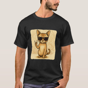 Singapura Katze Sonnenbrille Rock Musik Lustig Ret T-Shirt