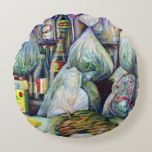 Singapurs sonnige Aromen Rundes Kissen (Vorderseite)