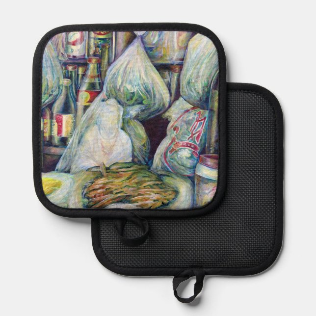 Singapurs sonnige Aromen Topflappen (Vorderseite/Rückseite)