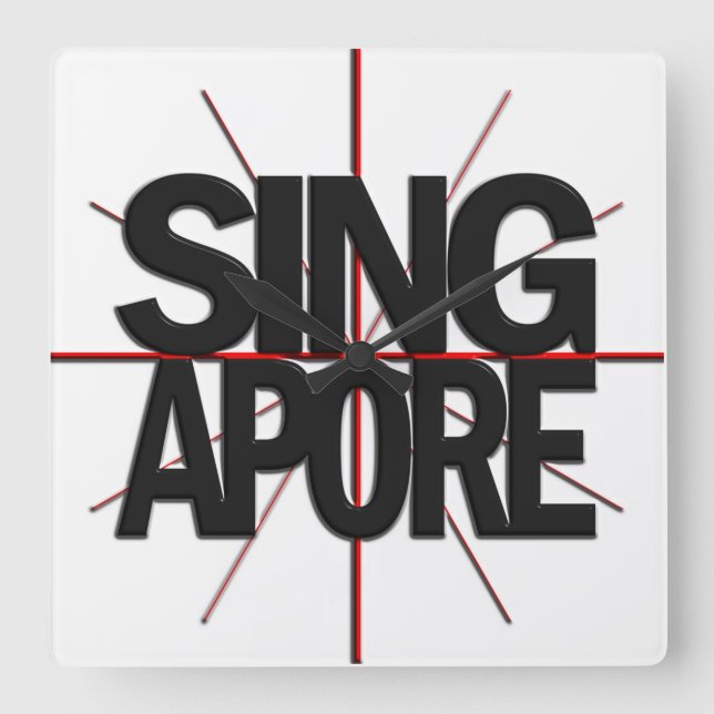 Singapurtimezone-Wanduhr Quadratische Wanduhr (Vorderseite)
