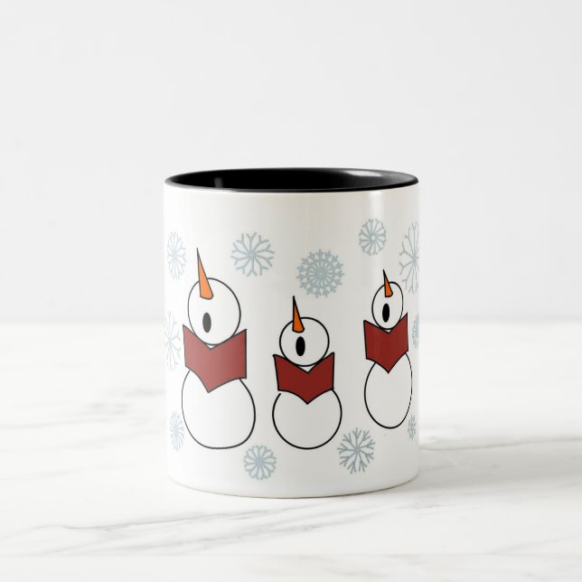 Singen der Snowman-Tasse Zweifarbige Tasse (Mittel)
