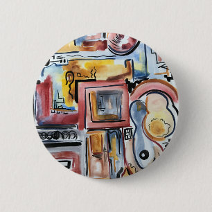 Singen in der Küche-Abstrakte Aquarell-Kunst Button