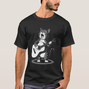 Singen Katze Gitarre Spielen Lustige Tier Musik Hu T-Shirt