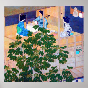 Singen Lektion Kawase Hasui 1915 Zwei-Panel-Bildsc Poster