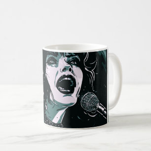 Singen Sie es aus ausdrucksstarker Sänger Teal-Mus Kaffeetasse
