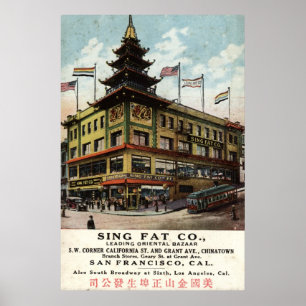 Singen Sie fettes Chinatown Vintages San Francisco Poster