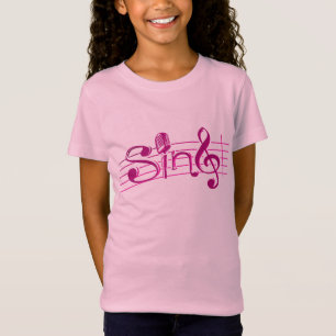 Singen Sie Retro mic-Kindern rosa Logot-stück T-Shirt