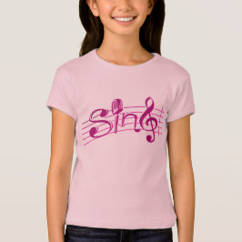 Singen Sie Retro mic-Kindern rosa Logot-stück T-Shirt
