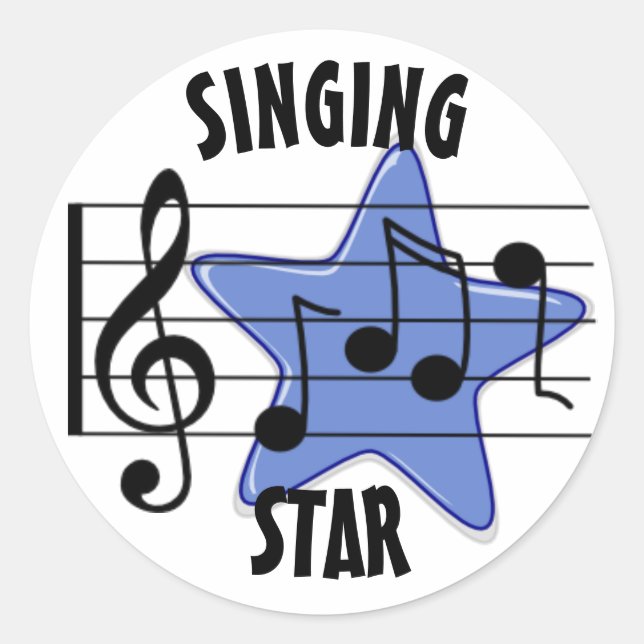 Singen-Star-Sticker Runder Aufkleber (Vorderseite)