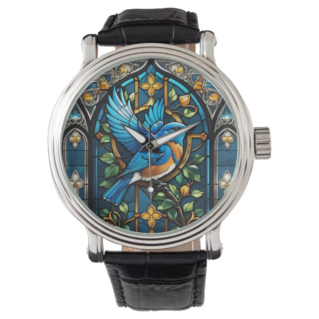 Singen von Bluebird: Festgehaltene Glasserenade Armbanduhr (Vorderseite)