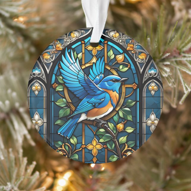 Singen von Bluebird: Festgehaltene Glasserenade Ornament (Baum)