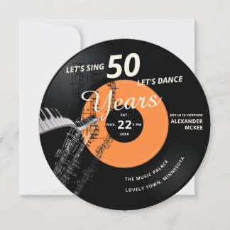 Singen wir 50 Klavieraufnahmen Vintag Geburtstag Einladung