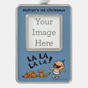 Singenbaby Leslie Patricelli mit Rahmen-Ornament Silber