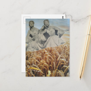 Singende Frauen in einem Weizenfeld Collage Postkarte