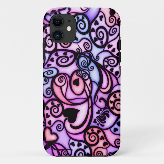 Singende Herz-Schläge, Buntglasart Case-Mate iPhone Hülle (Rückseite)