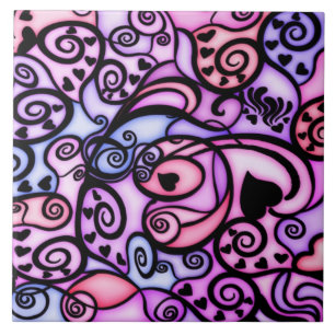 Singende Herz-Schläge, Buntglasart Fliese