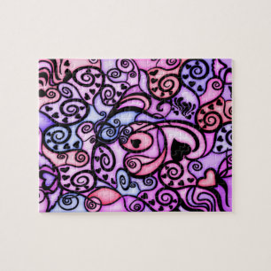 Singende Herz-Schläge, Buntglasart Puzzle