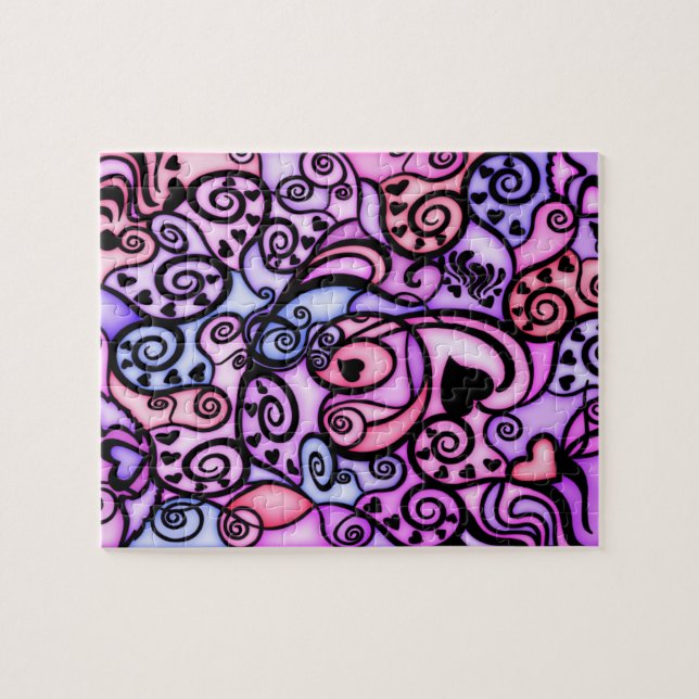 Singende Herz-Schläge, Buntglasart Puzzle (Horizontal)