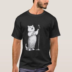 Singende Katze Mikrofon Bühnen Star Spaß T-Shirt
