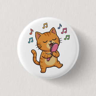 Singende Katze mit Haarbürsten-Knopf Button