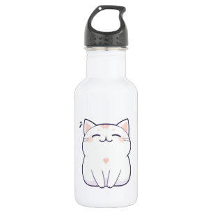 Singende Katze mit Musiknoten Kawaii Design Edelstahlflasche