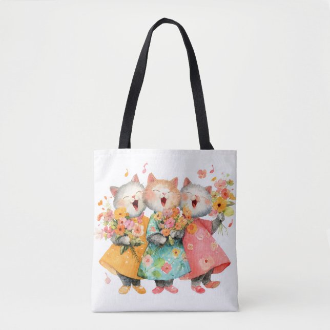 Singende Katzen mit Blumensträußen (Vorderseite)