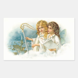 Singende Weihnachtsengel Rechteckiger Aufkleber