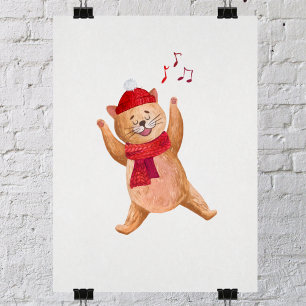 Singende Weihnachtskatze Christmas Winter Kinderzi Poster