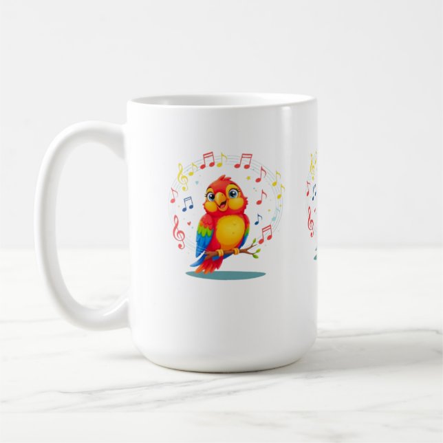 **Singender Papagei – Süße Singende Papagei-Illust Kaffeetasse (Links)