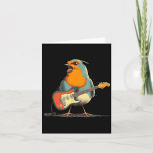 Singender Robin-Vogelkostüm mit E-Gitarre und Karte