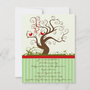 Singender Vogelbaum-Swirll-Christmas-Party-Einladu Einladung