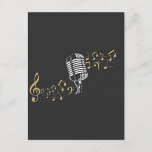 Singer Microphone Musical Notes Karaoke lover Postkarte