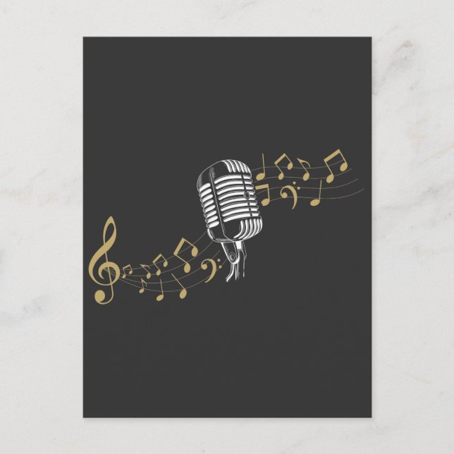 Singer Microphone Musical Notes Karaoke lover Postkarte (Vorderseite)