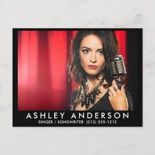 Singer Musician Foto Postcard - Black Front Postkarte