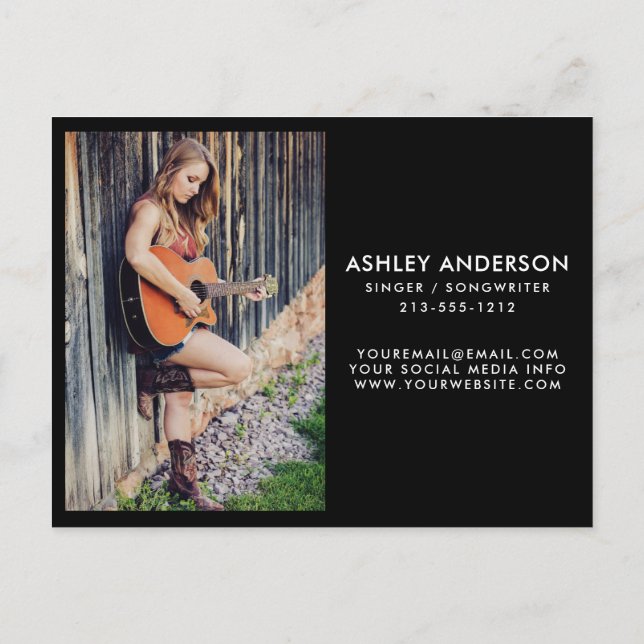 Singer Musician Foto Promo Card - Postkartengröße Postkarte (Rückseite)