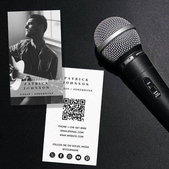 Singer Musician Songwriter Foto QR Code Visitenkarte (Singer Musician Songwriter Photo QR Code Business Card)