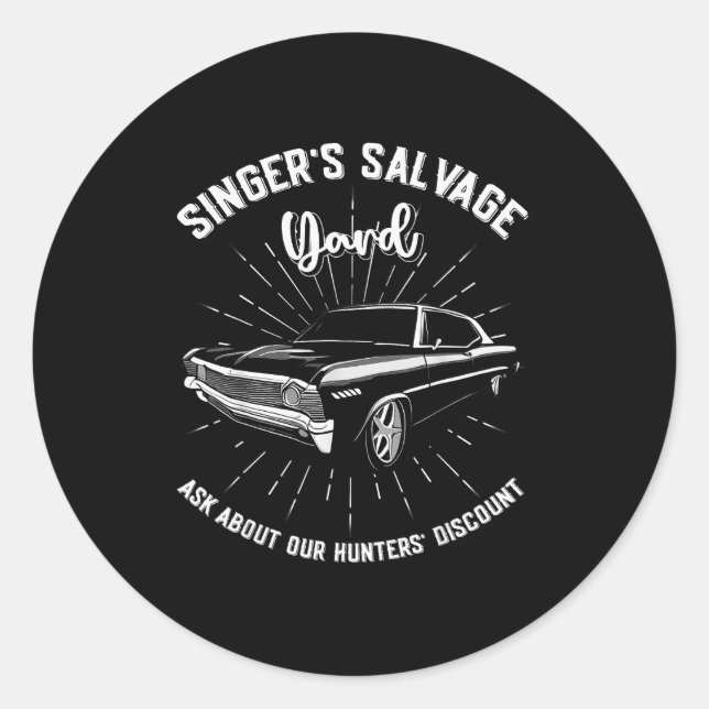 Singers Salvage Yard Hunters Funny Spn  Runder Aufkleber (Vorderseite)