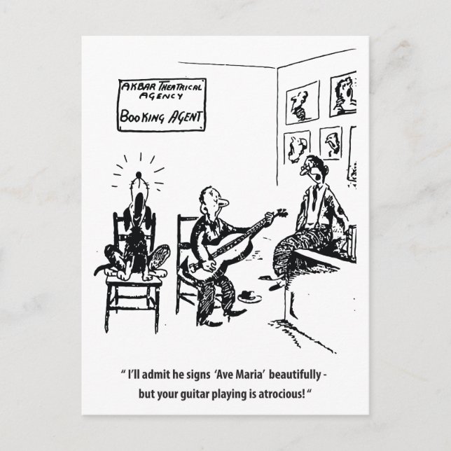 Singhund, humorvoll Vintag Postkarte (Vorderseite)