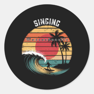Singing Beach Machusetts Strand Surfen Runder Aufkleber