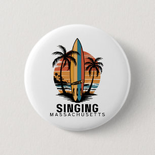 Singing Beach Machusetts Surfen Surfer Button