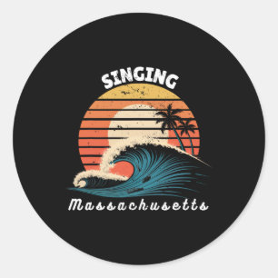 Singing Beach Massachusetts Frauen Männer beim Sur Runder Aufkleber