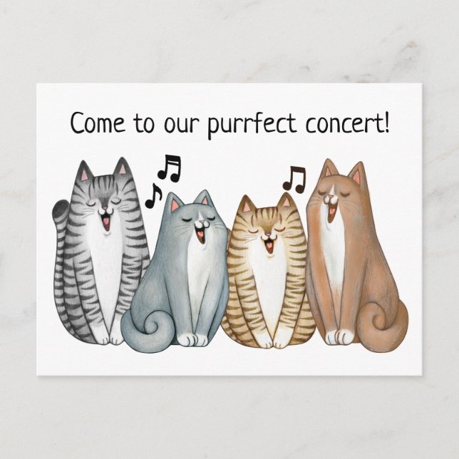 Singing Cat Quartet Konzert Einladung personalisie (Vorderseite)